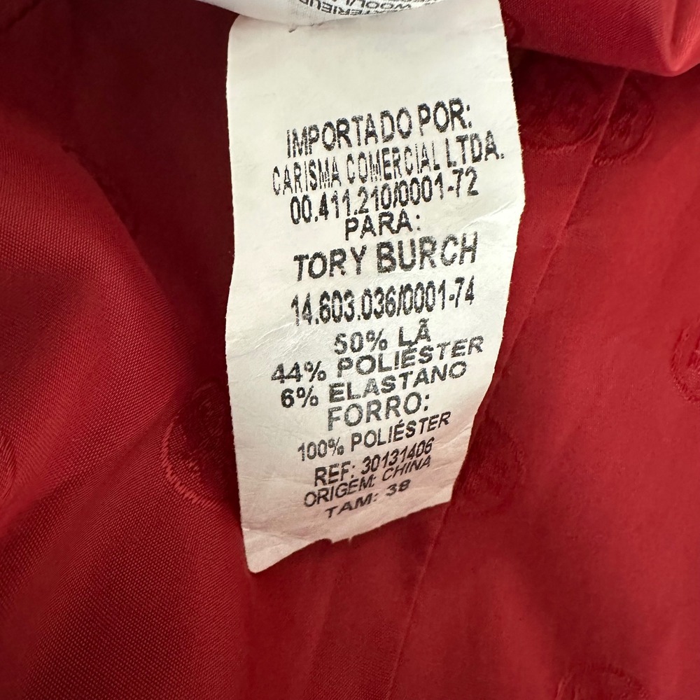 Tory Burch Lydia Sheath Wool Dress Red Short Sleeve Notched Neck Size 4 NWT - Picture 10 of 12